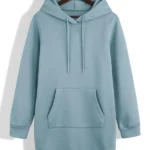 Essence Solid Kangaroo Pocket Drawstring Thermal Lined Long Hoodie