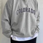 Men’S Large Size Letter Print Zipper Half Sweatshirt