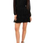 Long Sleeve Plissé Point d’Esprit Minidress