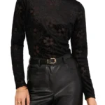 Floral Velvet Jacquard Turtleneck